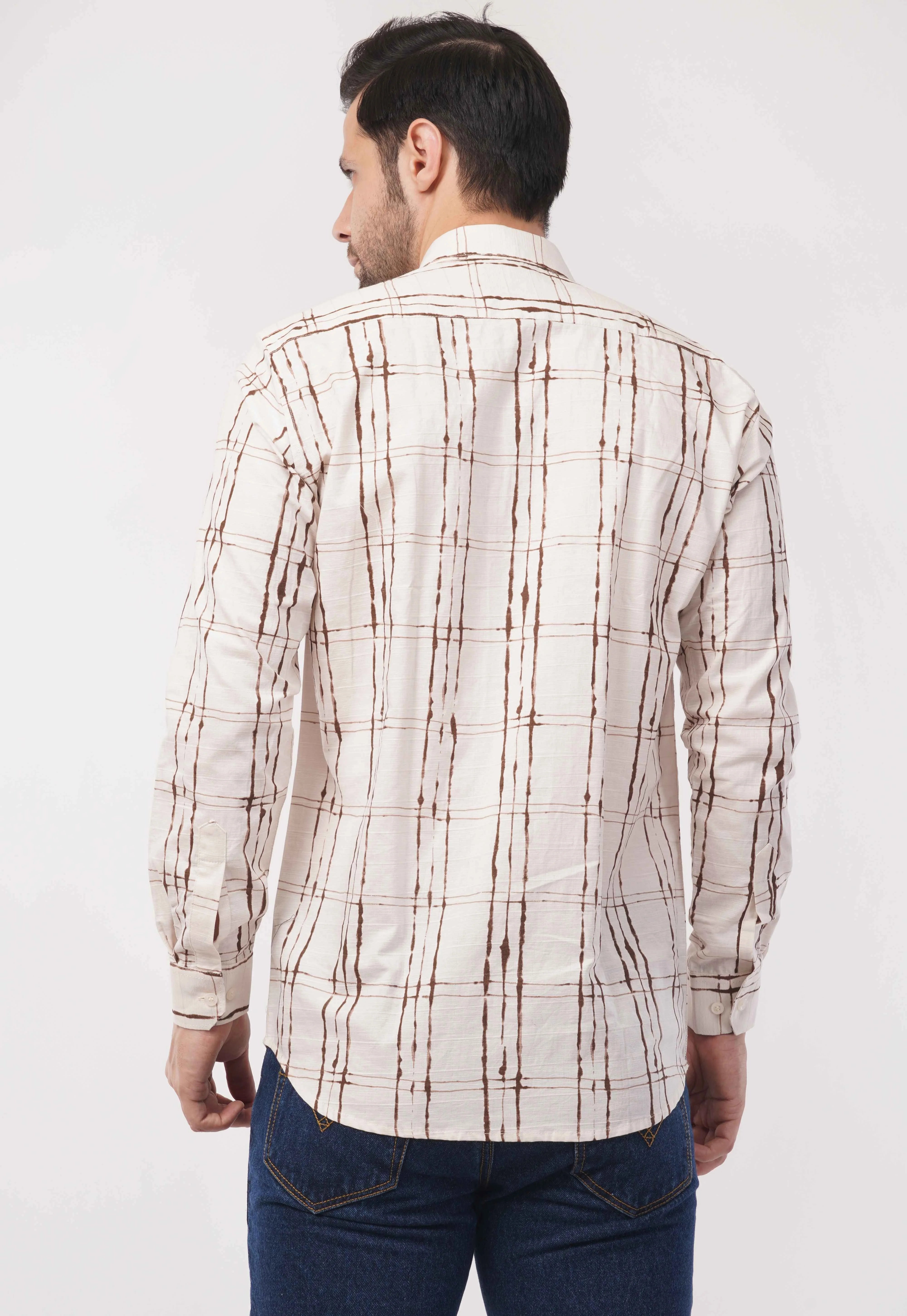 Ivory Linework Full Sleeve Shirt